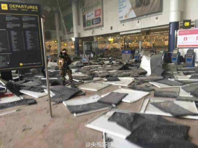 比利时布鲁塞尔机场发生爆炸 造成人员伤亡（现场图）