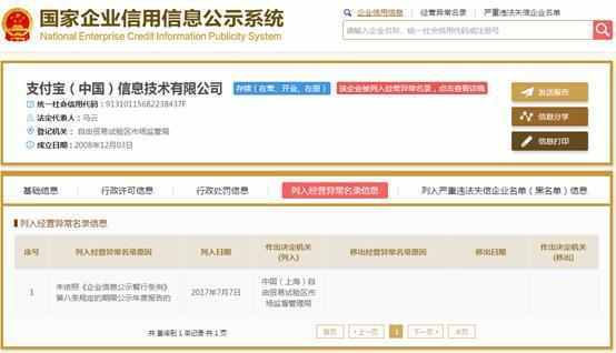 马云的“后院”接连起火 支付宝竟被列入“经营异常名录”
