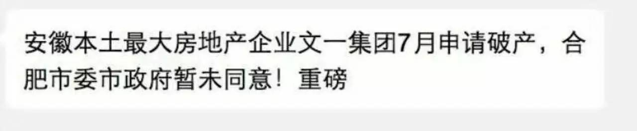 安徽最大房企面临资金危机申请破产 楼盘亏本大甩卖