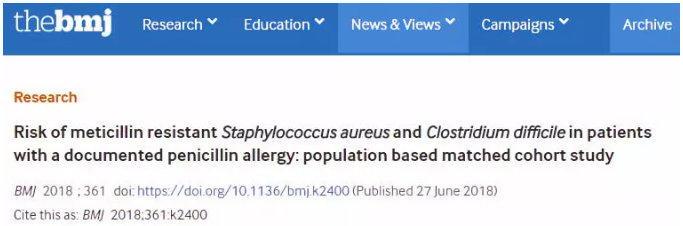 超1000万病例数据库分析：有青霉素过敏记录的人易得超级细菌感染