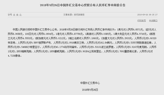 人民币中间价下调131点