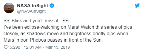 洞察号录下了火星日食期间的几秒光线变化