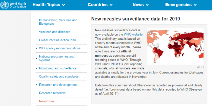 “全球麻疹危机”：世界卫生组织报告的病例比去年增加了300％