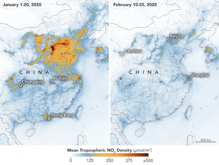 卫星数据表明：新冠疫情爆发后中国的污染大幅减少
