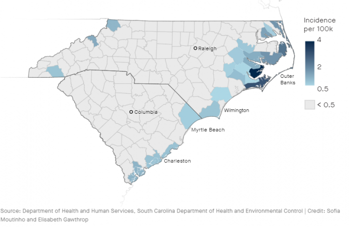 报告显示近年来美国东海岸的弧菌感染病例大幅增加