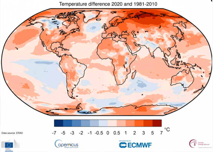 气候科学家称2020年与2016年并列成为有记录以来最热的年份