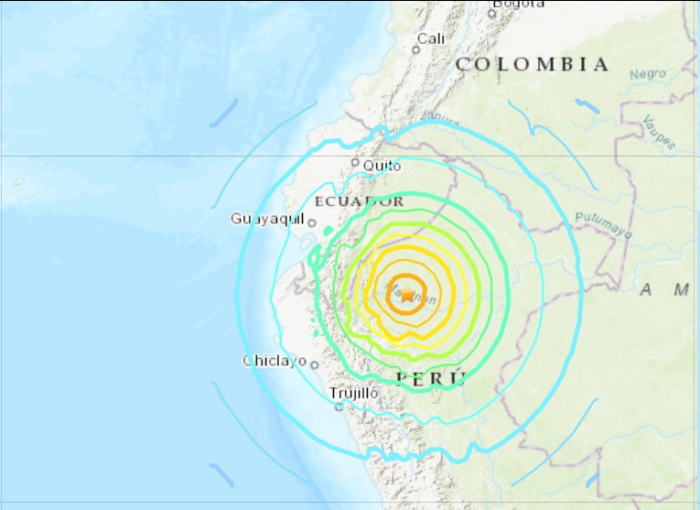 秘鲁发生7.5级地震 震源深度112.5公里