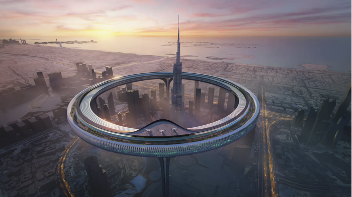 概念设计：巨大的圆形建筑环抱着世界最高的摩天大楼