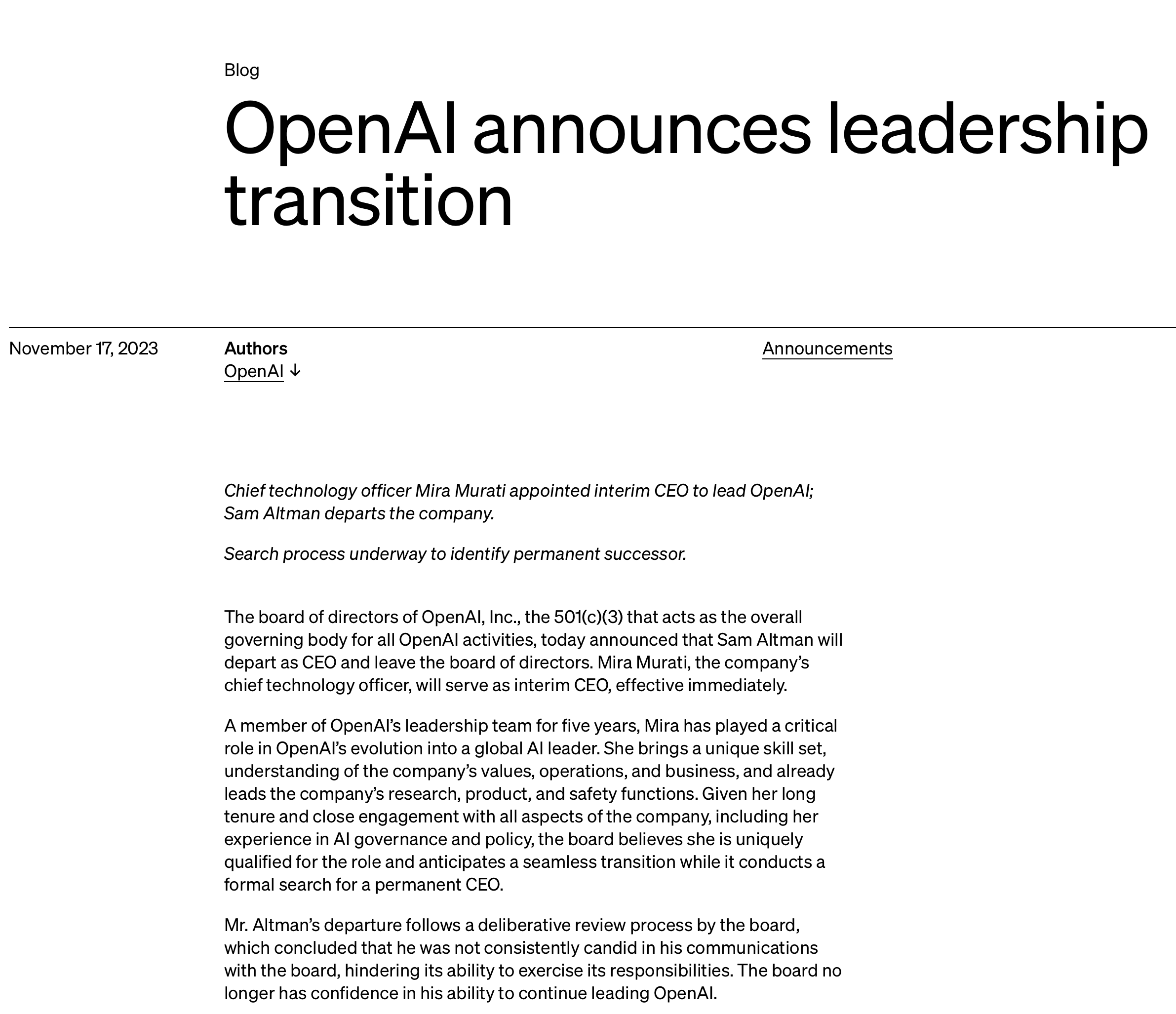 OpenAI突发大地震：ChatGPT 之父遭董事会罢免，董事长也不干了 